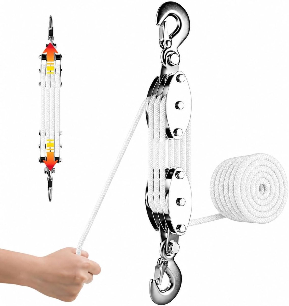 Zware katrol voor hoge belasting tot 4400 LB met duurzaam nylon touw voor diverse toepassingen