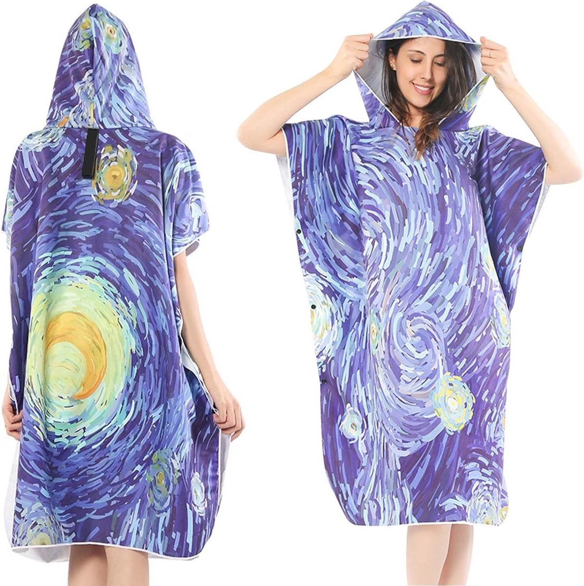 Dressing Poncho van Microvezel, Sneldrogend Badponcho met Kap voor Mannen en Vrouwen, Ideaal voor Surfen, Kamperen en Sauna