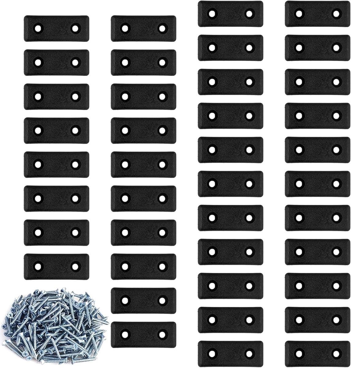Set van 40 Plastic Meubelsliders 40 × 15 × 7 mm, Vloerbeschermers met Schroeven, Rectangulaire Glijders voor Meubels, Zwart, voor Meubelpoten en Vloerbescherming