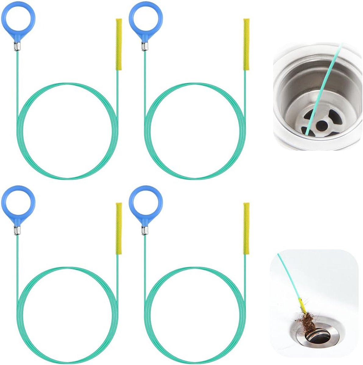 SnelShoppen - 4-delige 90 cm Afvoer Pliers Set voor Keuken, Badkamer, Toilet - Verwijder Haar, Vuil en Verstoppingen - Flexibele Afvoerreinigers