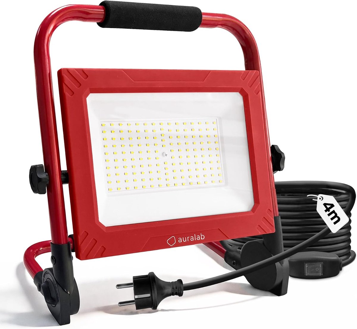 SnelShoppen - LED Bouwlamp 150W met Stekker, 15000LM Opvouwbare Werklamp met 4m Kabel en Schakelaar, IP65 Waterdichte Bouwplaatslamp voor Bouwplaats,