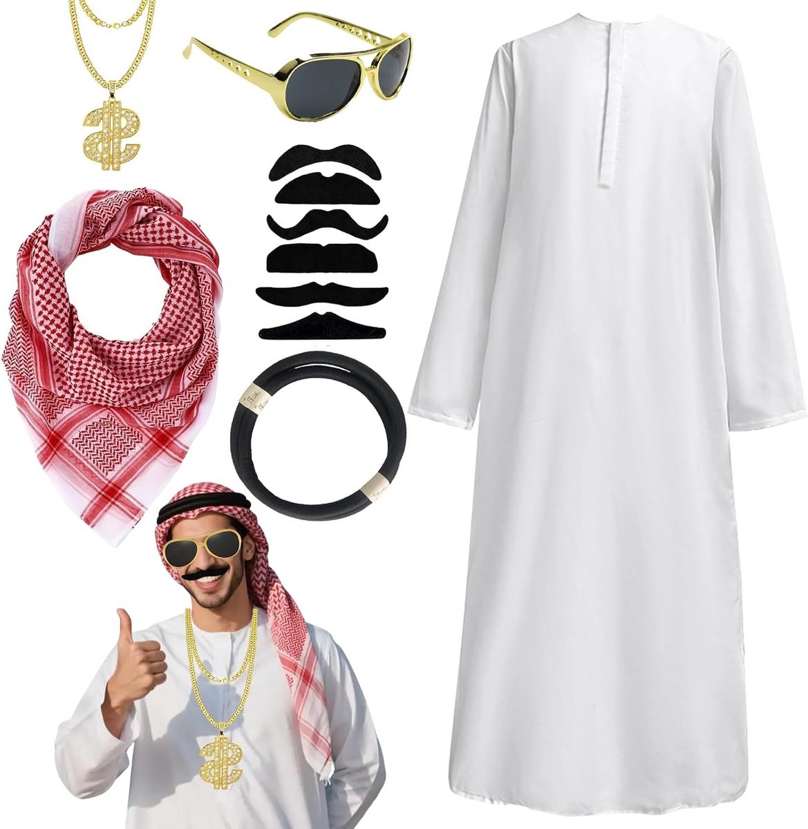 Mannelijk kostuum voor themafeesten, inclusief traditionele accessoires en stijlvolle details