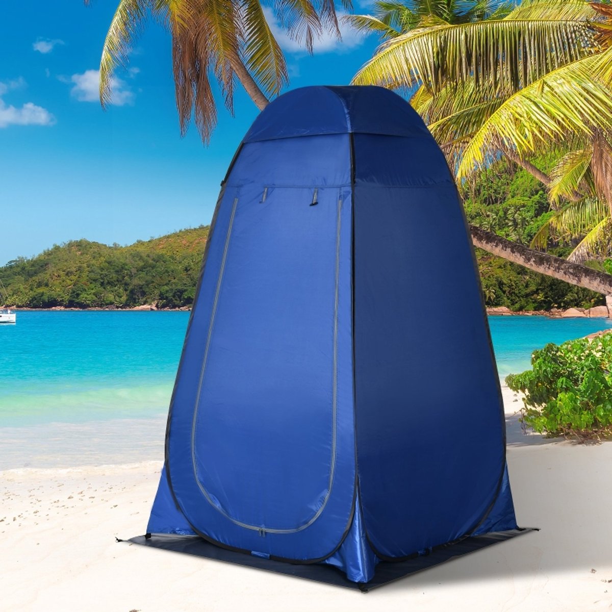 FloraGrace Douchetent – Pop-up Privacytent – 126 x 124 x 189 Cm – Polyester – Blauw – Voor Camping Strand En Omkleden – Met Draagtas