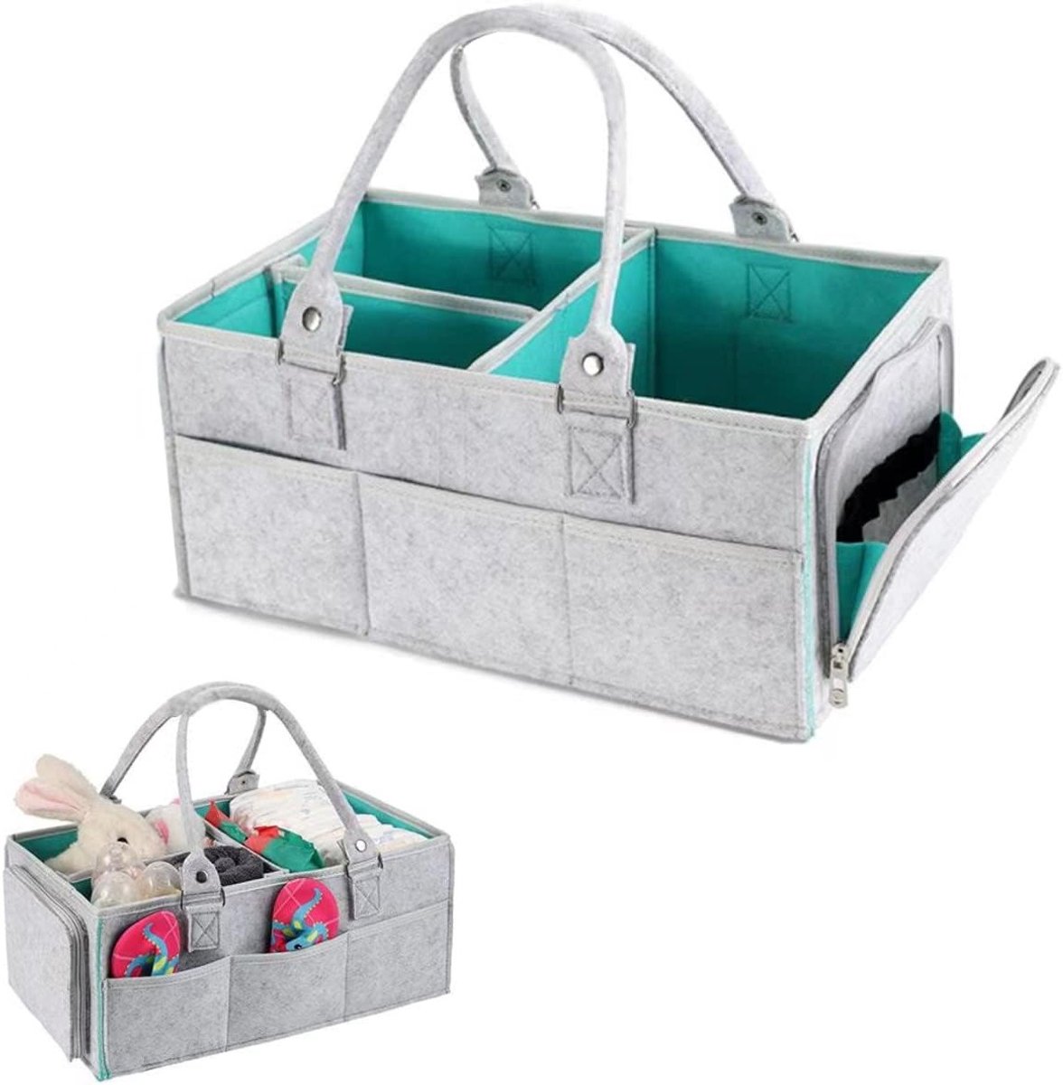 Vouwbare Luiertas Organizer met Flexibele Vakken, Ideaal voor Babyspullen, Doekjes en Speelgoed