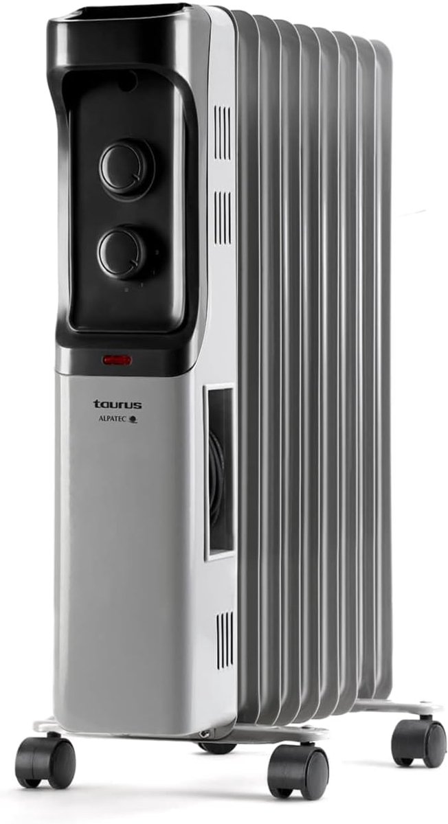 Olie Radiator - Verwarming Element - Ruimte Verwarmen - Instelbare Thermostaat - 9 Elementen - Grijs