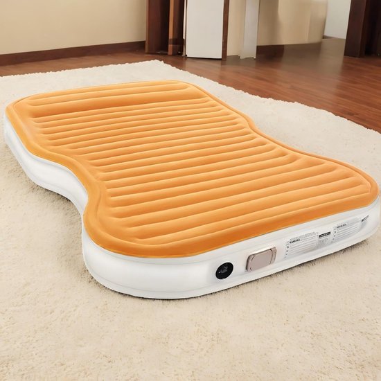 Luchtmatras Auto - Opblaasbaar Bed - Kamperen en Reizen - Met Ingebouwde Pomp - Full Size - Oranje — afbeelding 2