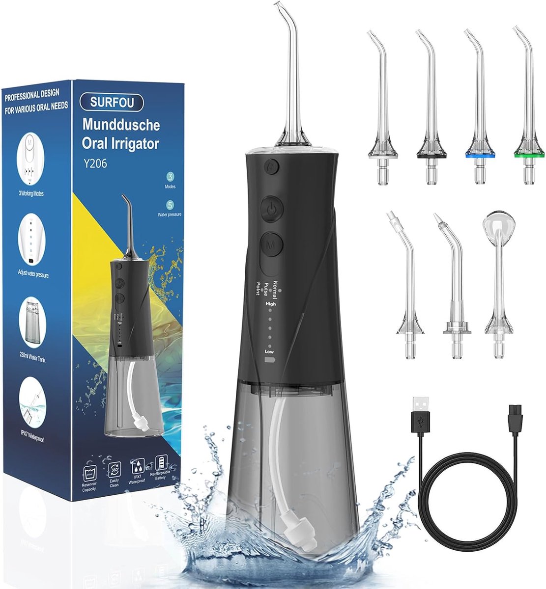 Waterflosser elektrisch - Monddouche draadloos en oplaadbaar - Waterdicht - Tandaccessoire
