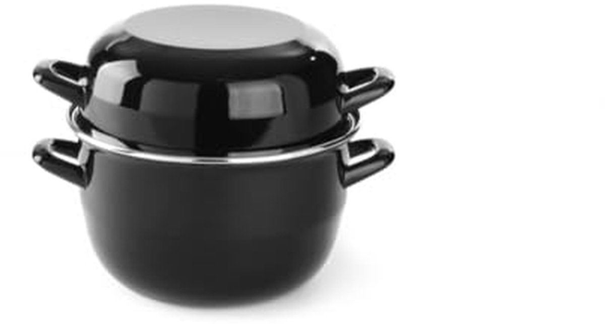 Mosselpan met deksel - Kookpan mosselen - Zeevruchten bereiden - Vaatwasserbestendig - 25 liter - Zwart