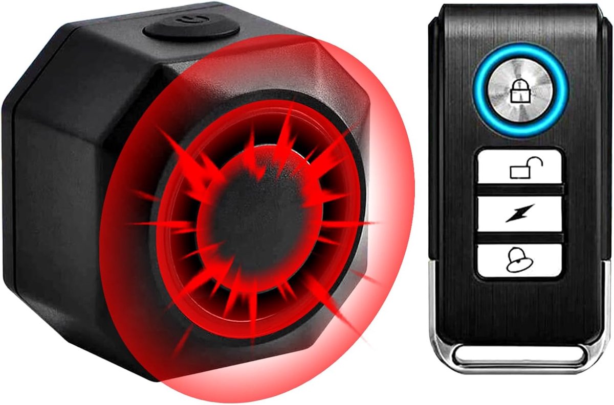 Diefstalbeveiliging - Fietsalarm Motoralarm - Voertuig Beveiligen - 110 dB Geluid - Mini Formaat - Zwart