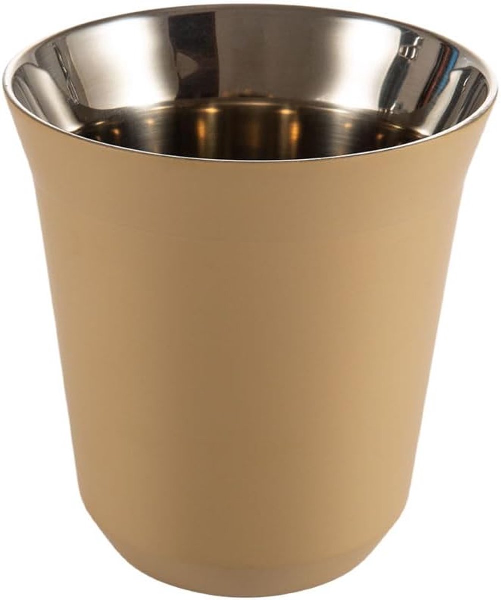 Espresso Cup - Koffiekopje Metalen Mok - Genieten van Koffie - Dubbelwandig Geïsoleerd - 80 ml - Beige