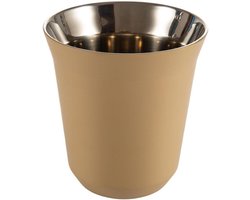 Espresso Cup - Koffiekopje Metalen Mok - Genieten van Koffie - Dubbelwandig Geïsoleerd - 80 ml - Beige