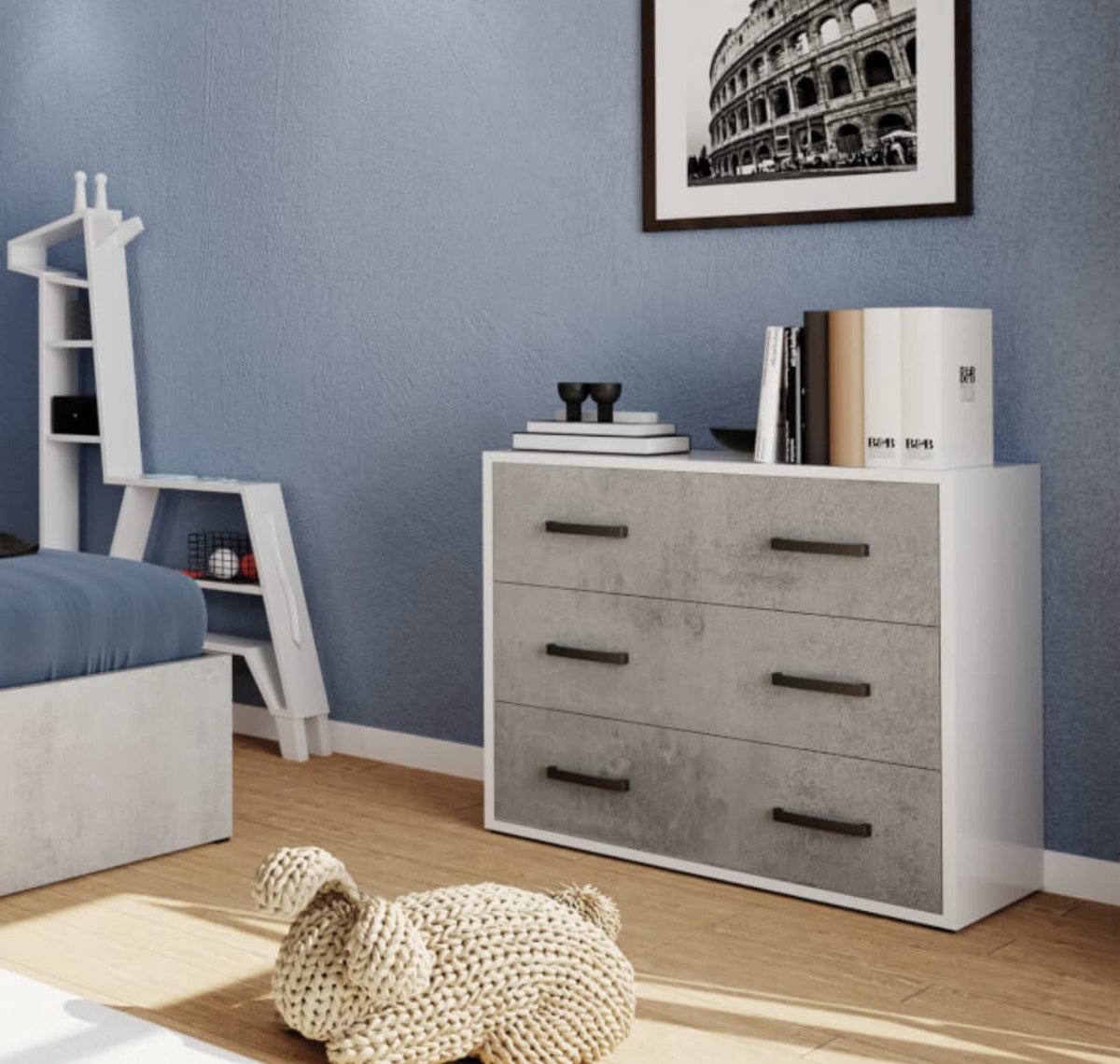 Dailygoods- Ladenkast 3 Laden - Witte Behuizing - Versterkte Lades - Duurzaam - Modern Design - Afmetingen 81x91x45 cm - Commode