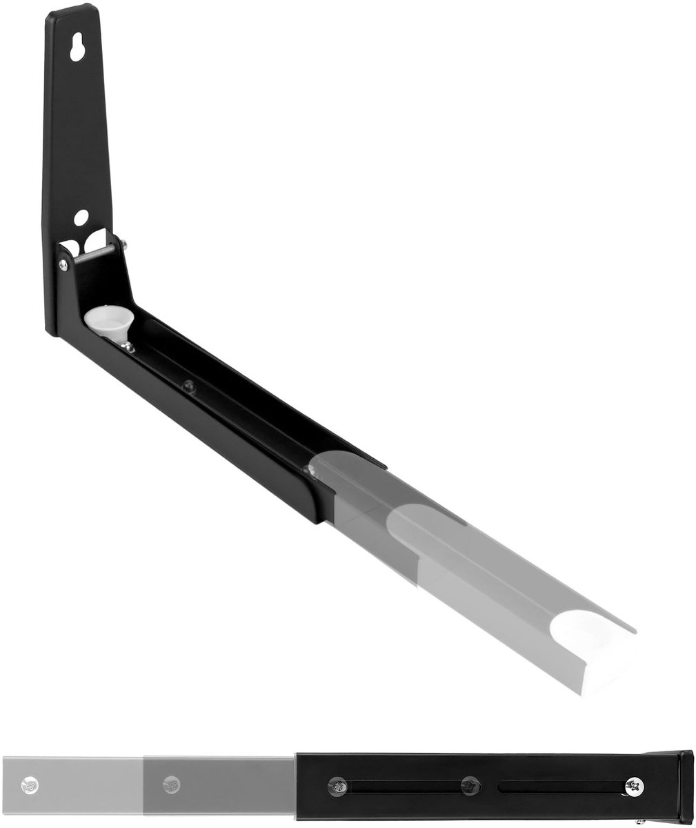 Dailygoods- Magnetron Muurbeugel Verstelbaar - Wandmontage - Ruimtebesparend - Hoogwaardig Staal - Inclusief Bevestigingsmateriaal - Zwart - Magnetronsteun