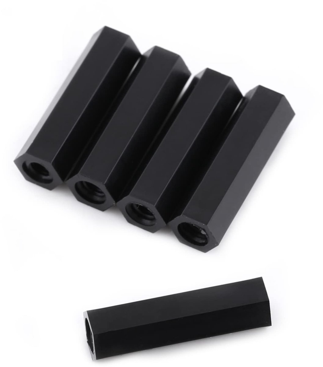 Dailygoods - M3 Binnendraad Nylon Spacer - 100 Stuks - Duurzaam en Milieuvriendelijk - Zwart - Schroefdraad Vrouwelijk - Afstandhouders voor Printplat...