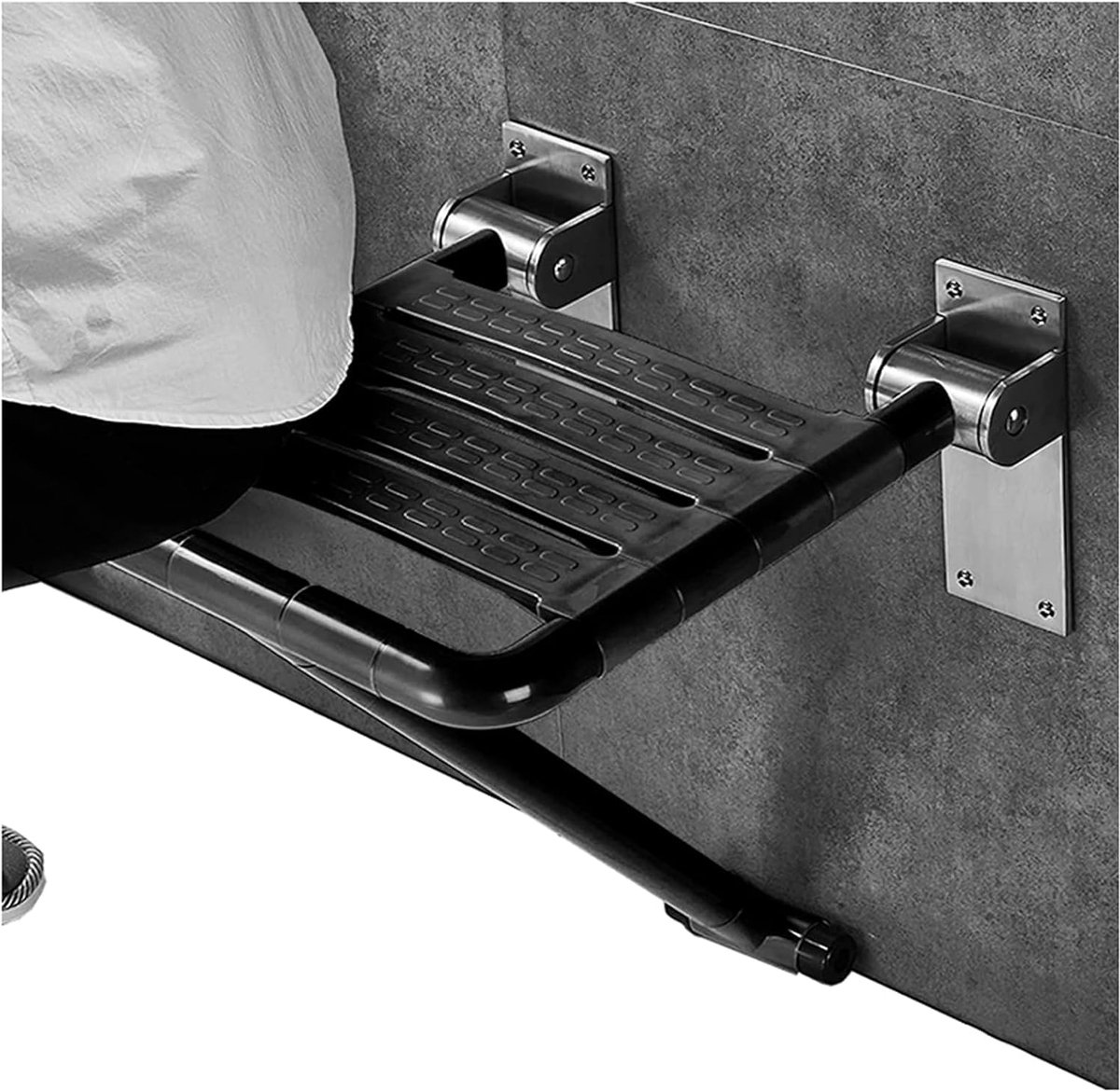 Douchestoel Opklapbaar - Douche kruk Wandmontage - Veilig Douchen - Met Lichte Bescherming - 200 kg - Zwart