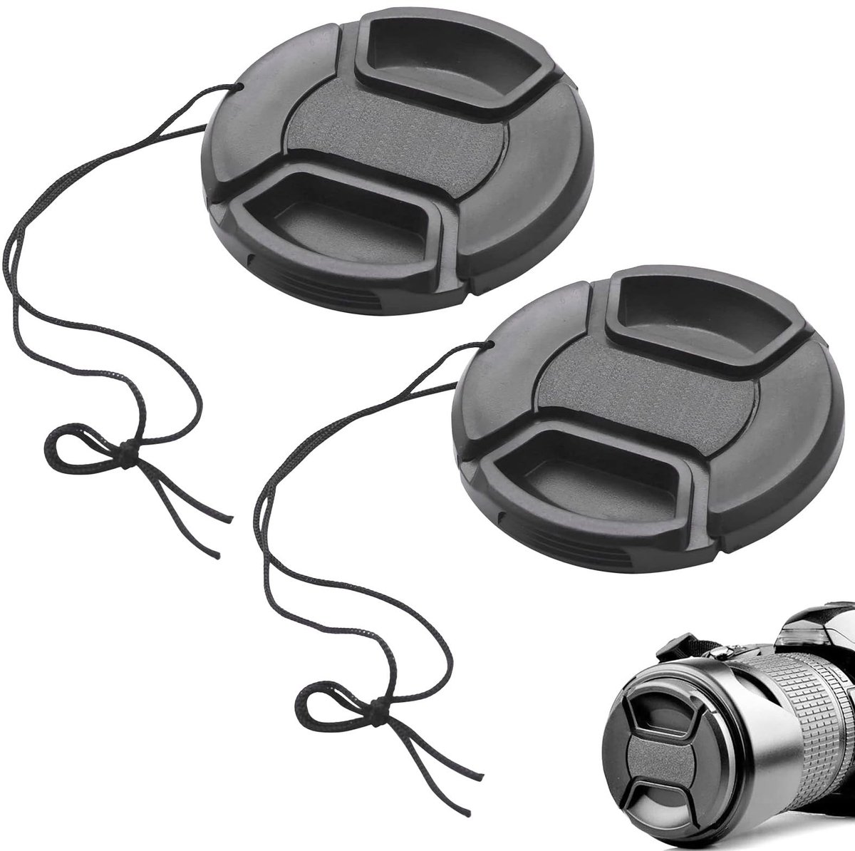 Dailygoods- Lensafdekking 2 stuks - Lensdop 52 mm - Cameralensdeksel - Universele lensdop - Hoogwaardig ABS - Effectieve bescherming tegen stof en krassen