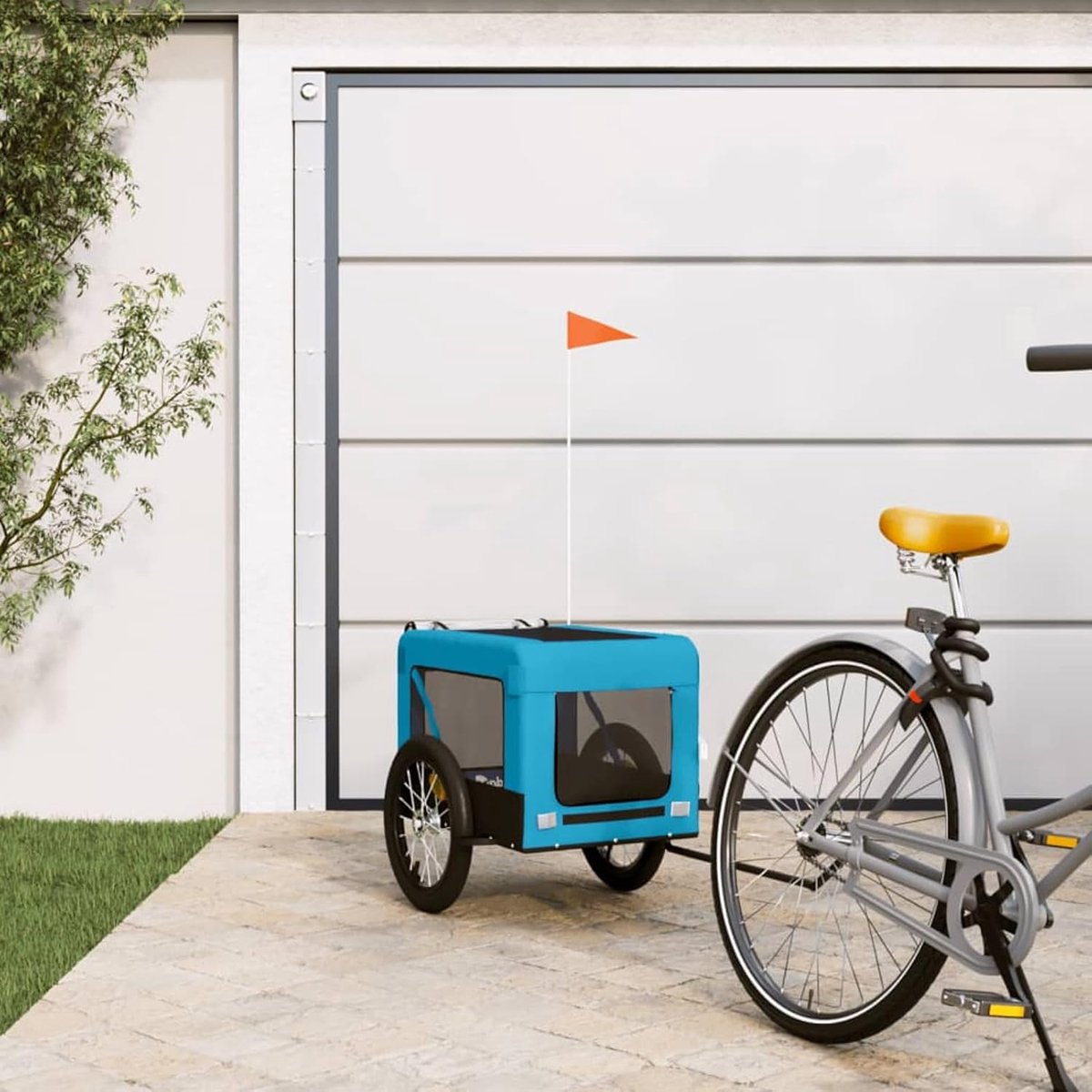 Fietsaanhanger Huisdieren - Hondenkar - Veilig Vervoer - Waterdichte Hoes - 77 x 54.5 cm - Blauw Zwart