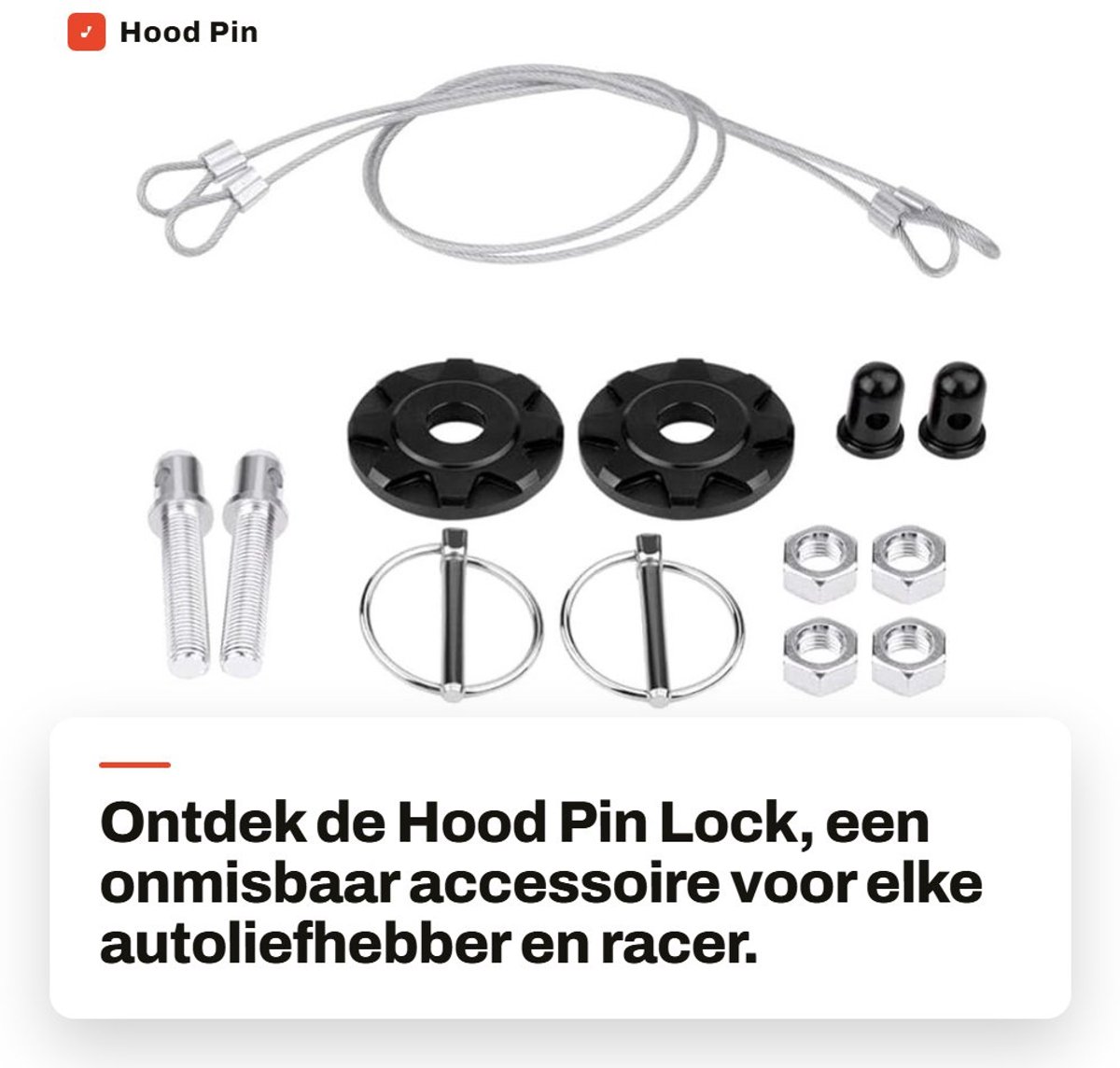 Jhubersproducts - Hood Pin Lock - Aluminiumlegering - Universeel