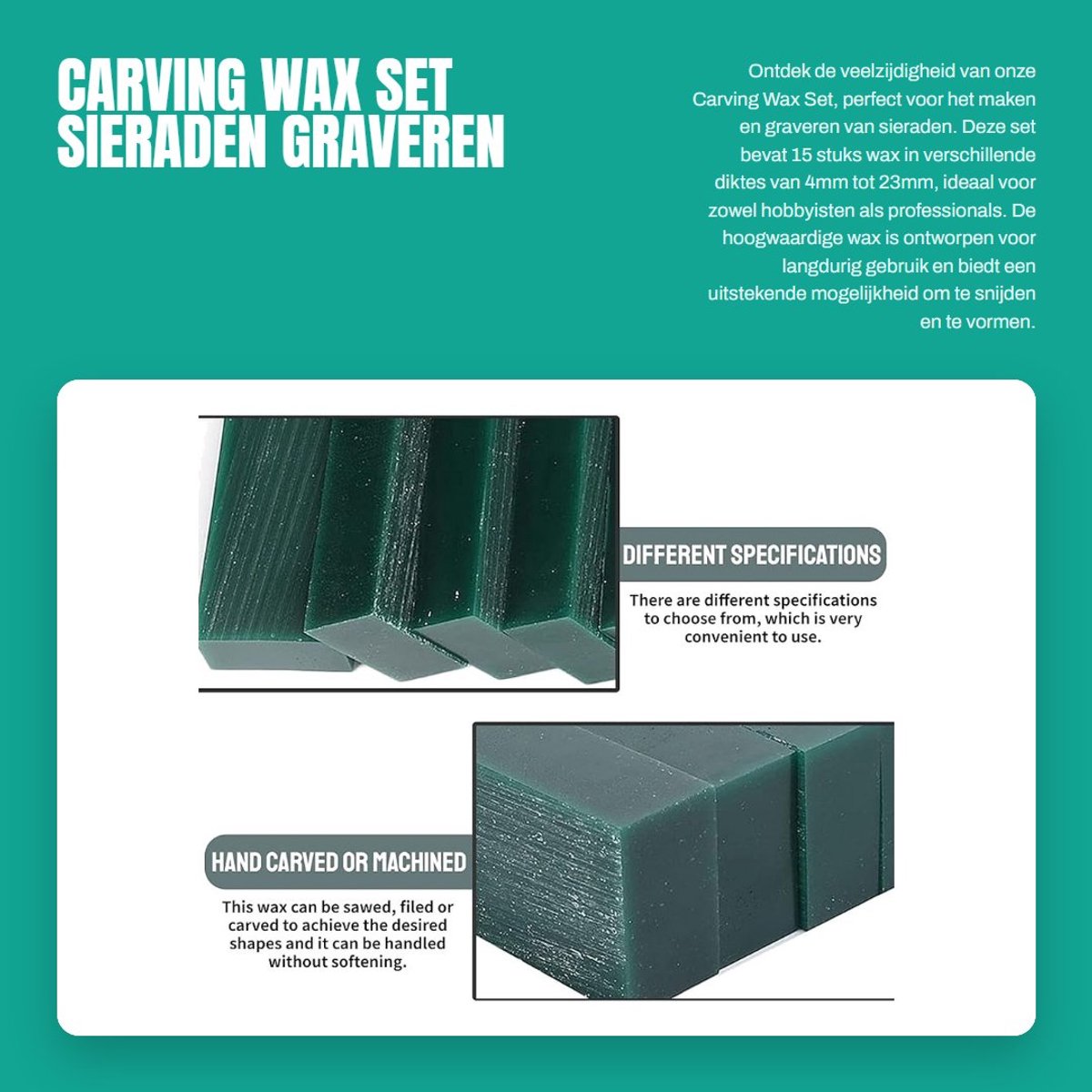Dailygoods- Carving Wax 15 Stuks - Sieradenkast - Ring Maken - Duurzaam Materiaal - Multifunctioneel - Voor Juweliers en Beeldhouwers - Sieradenwas