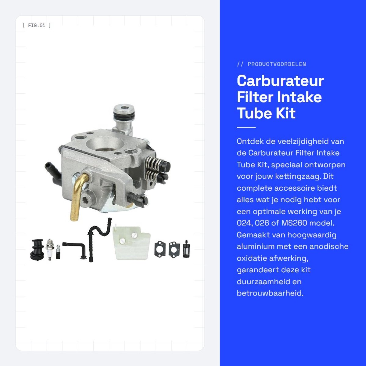 Dailygoods- Brandstoffilter Hoge Kwaliteit - Carburateur Kit - Brandstofleiding - Oliefilter - 2-Pakking - Geschikt voor 024/026 MS260