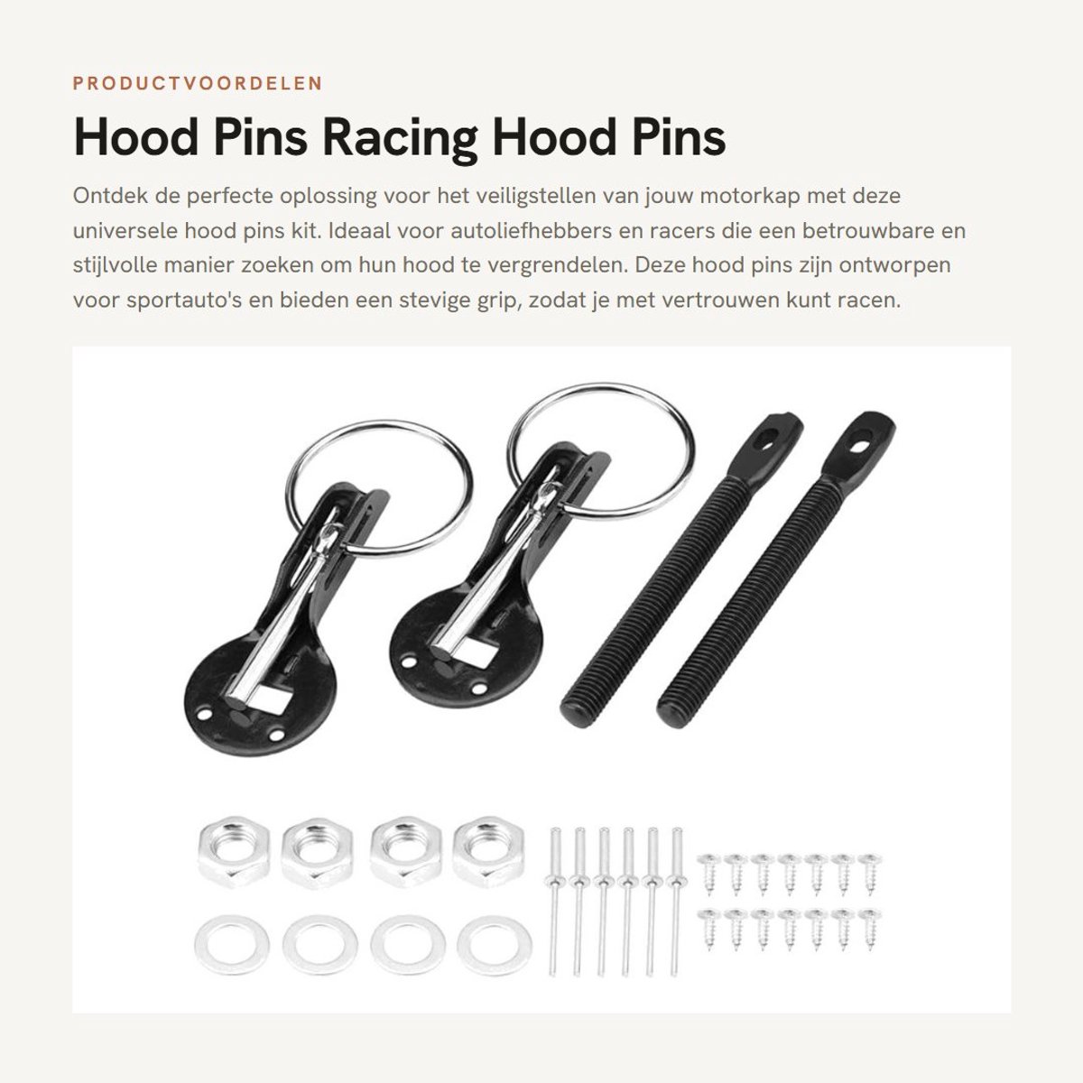 Dailygoods- Hood Pins Universele Vergrendelingsset - Roestvrijstalen Constructie