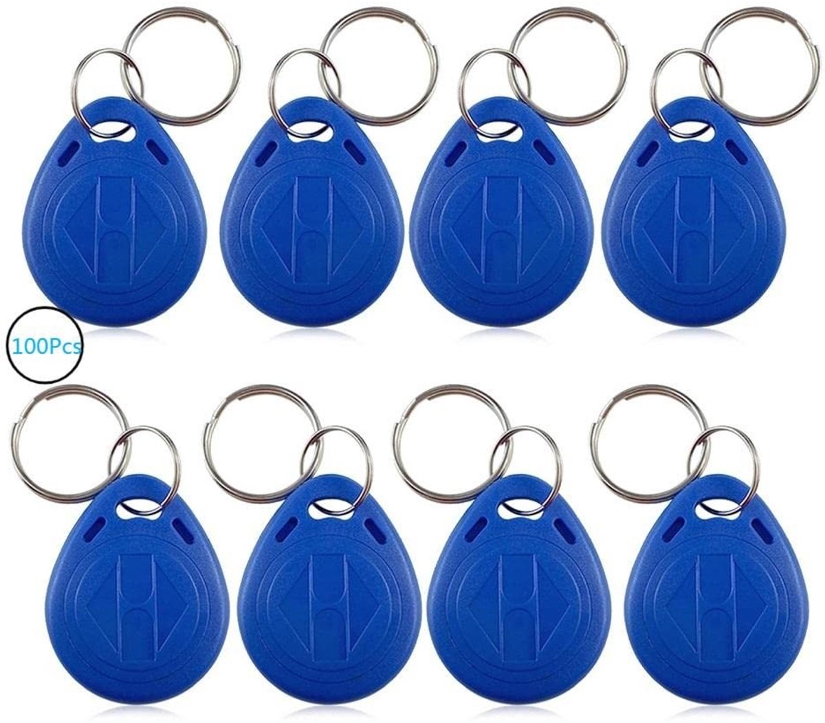 Dailygoods- Sleutelhanger ID-kaart 100 Stuks - Verwisselbare Sleutelhanger Ringen - RFID Transpondersleutelring - Toegangscontrolesysteem - 125 kHz - Werkafstand 0-10 cm - Toegangskaart