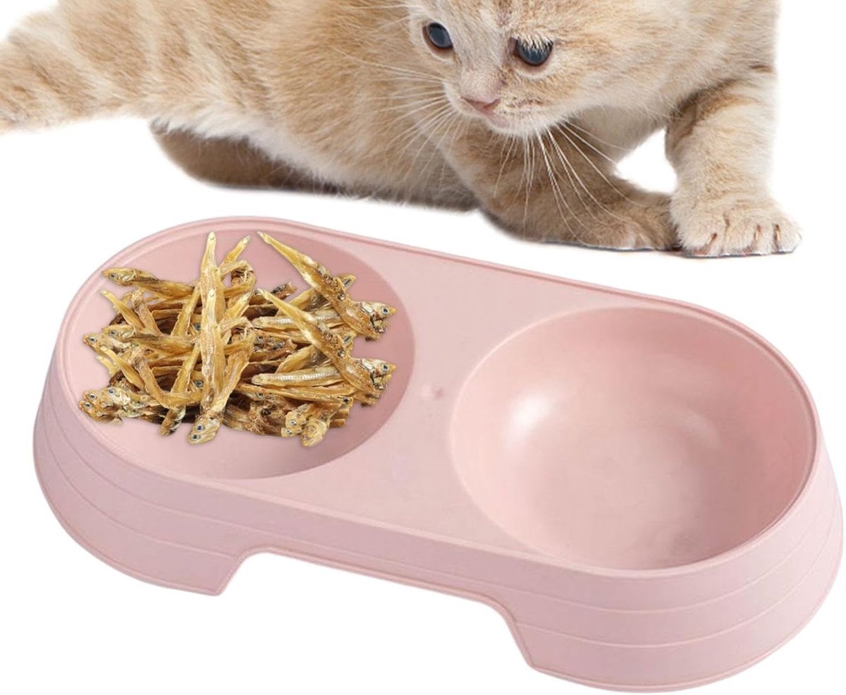 Dubbele Huisdierkommen - Voerbak Waterbak - Gezellig Eten - Verhoogd Anti-slip Design - 23 cm Lengte - Roze