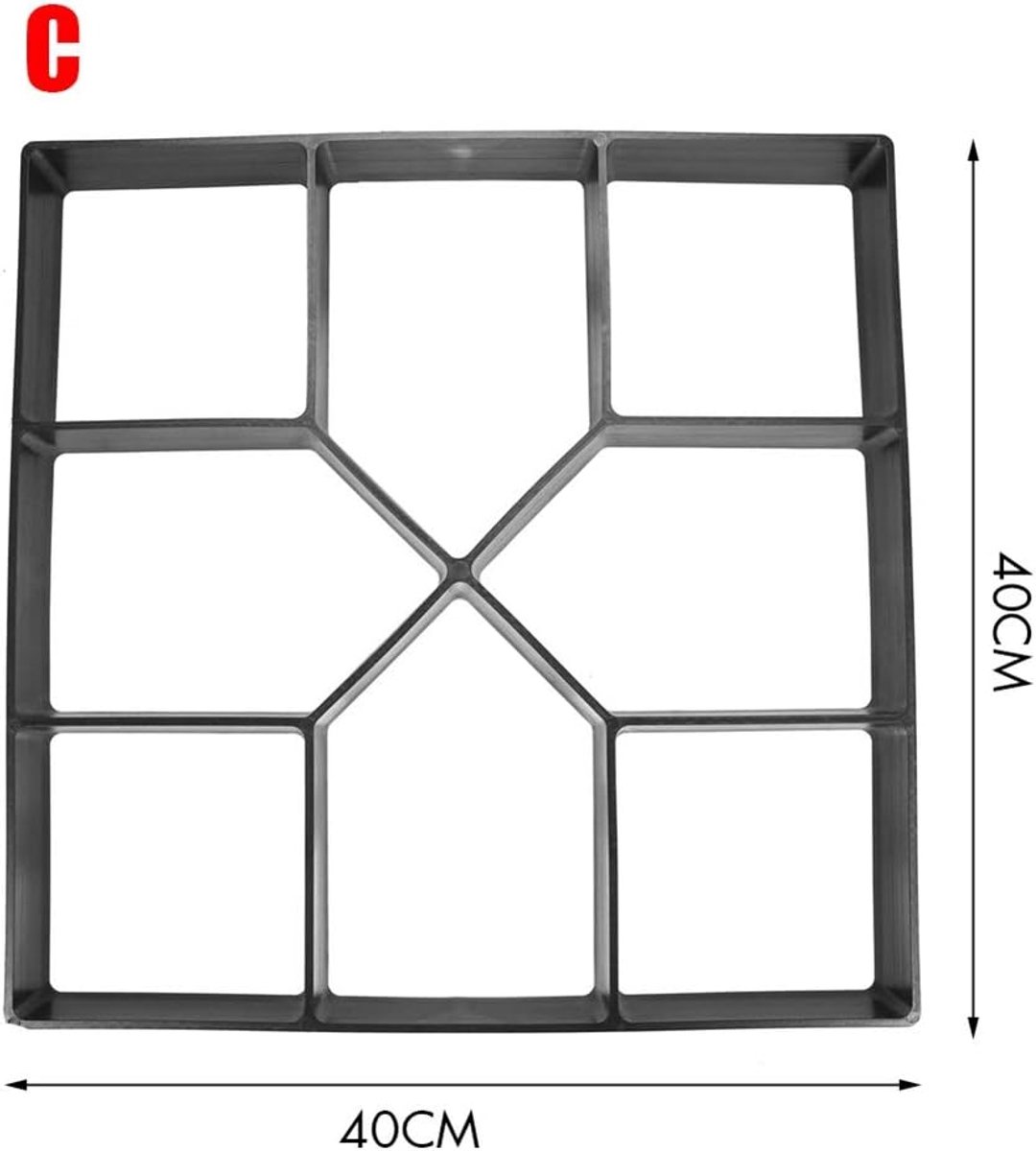 Betonmal Tuinpad - Stapsteen mal - Tuin Decoratie - Herbruikbaar Plastic - 40x40CM - Zwart