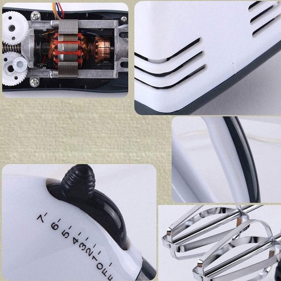 Elektrische Mixer - Keukenmixer Deegmixer - Bakken en Koken - 7 Snelheden Turbo - 180W Vermogen - Wit — afbeelding 2