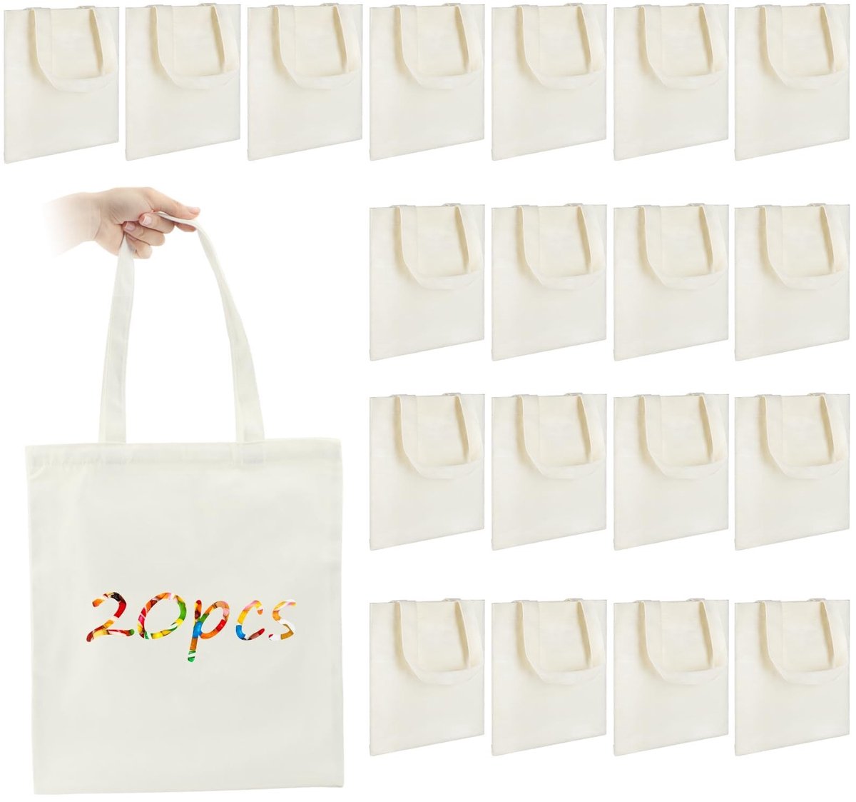 Dailygoods- Canvas Draagtas 20 Stuks - Grote Boodschappentas - Blanco Sublimatie Tas - 35 x 40 cm - Stevige Handgrepen - Milieuvriendelijk