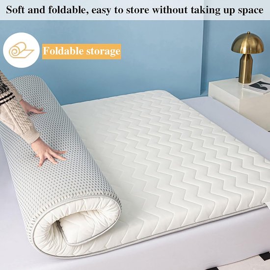 Japanse futonmatras - Oprolbare vloermat - Comfortabel slapen - Ademend vierlaags ontwerp - 80 x 190 cm - Grijs — afbeelding 3
