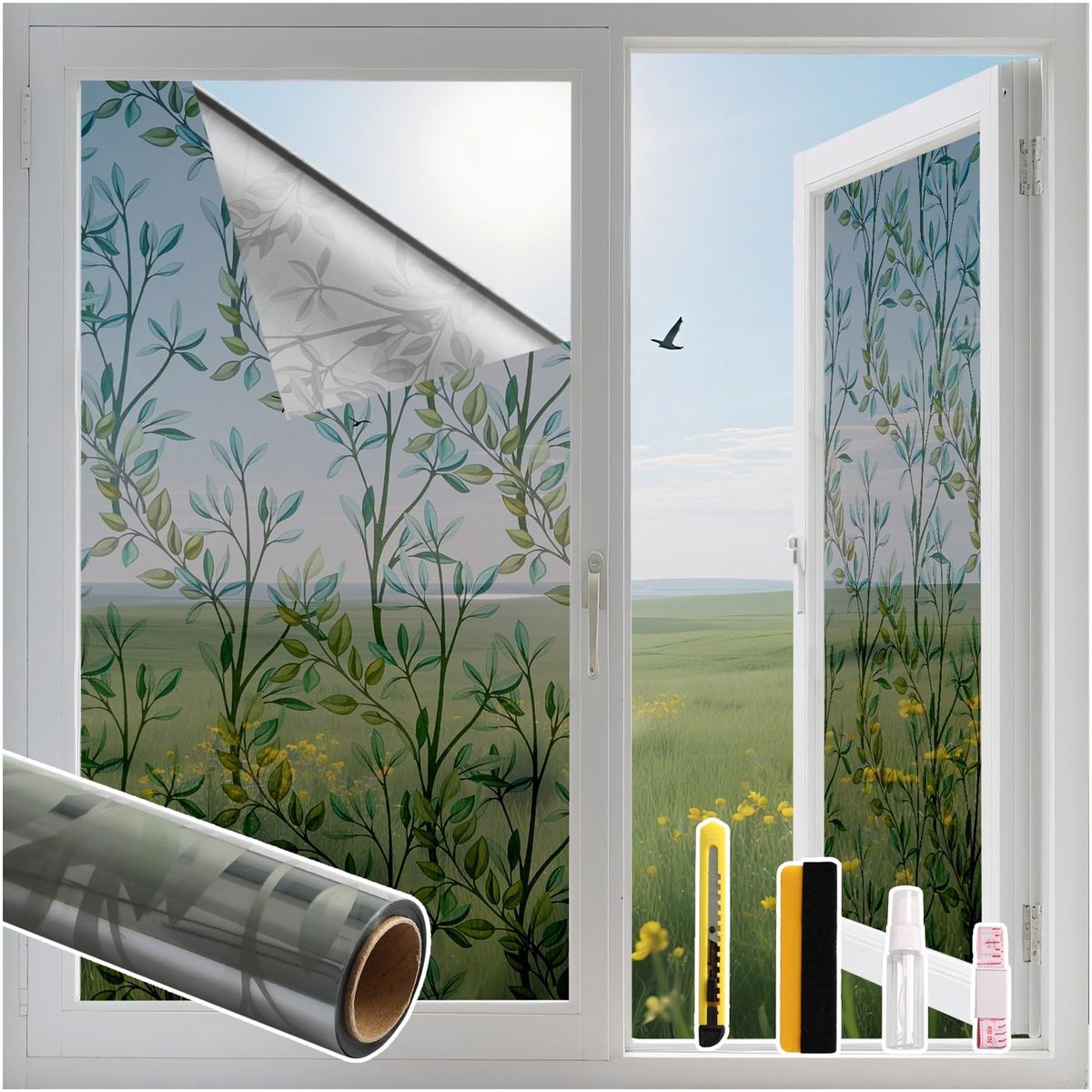 Dailygoods- Raamfolie Anti-inkijk - Zelfklevend - Zonwerend - Decoratieve Folie - Statistisch - Hittebescherming 90 x 200 cm
