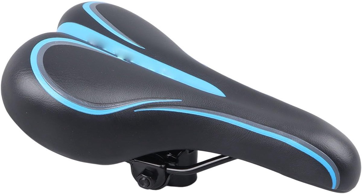 Fietszadelkussen - Fietsstoel - Lang Rijcomfort - Schokabsorberende Demping - 462 gram - Zwart Blauw
