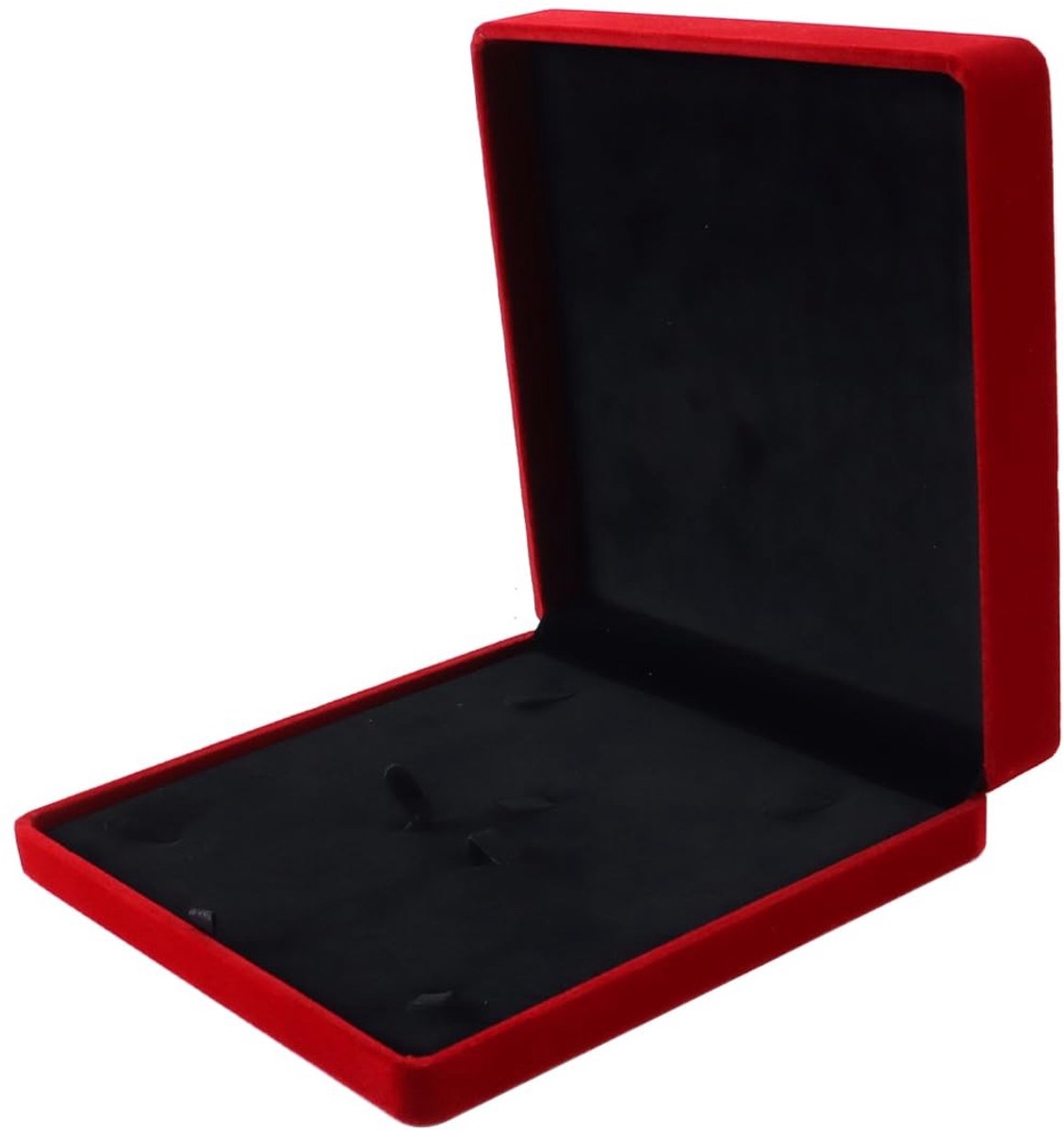 Dailygoods - Grote fluwelen sieradendoos, fluwelen sieradendoos voor dames, sieraden, ketting, oorbel, ring (rood)