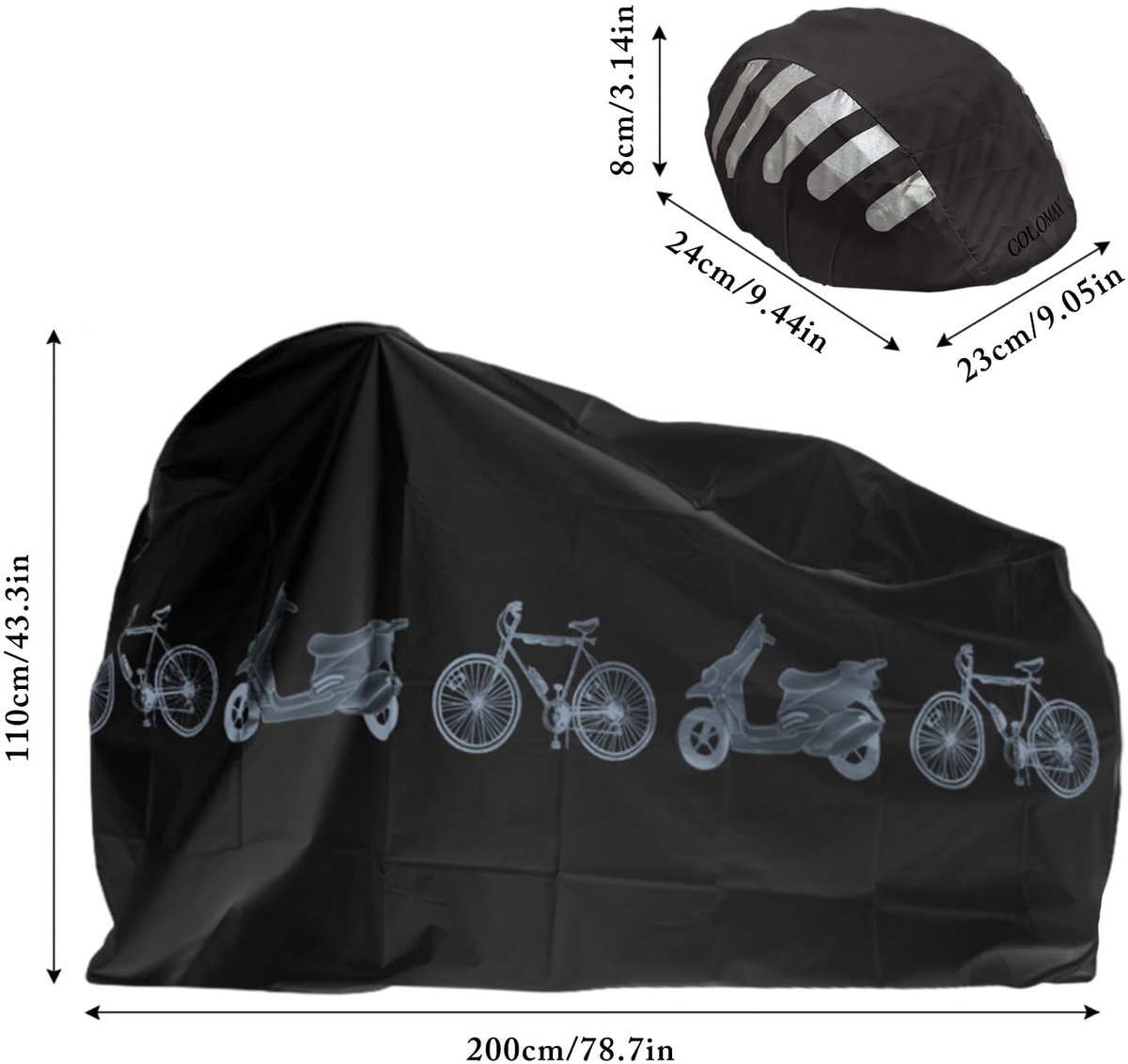 Dailygoods- Fietshoes Waterdicht - Fietshoes voor 1 Fiets - Fietshoes voor 2 Fietsen - Fietshoes Elektrische Fiets - Fietscover - UV/Waterbescherming 110 x 200 cm - Fietscapuchon