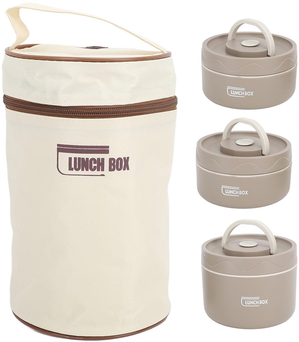 Dailygoods- Lunchbox Thermisch Geïsoleerd - Voedselcontainer Roestvrij Staal - Draagbare Afdichtende Box - Opbergtas - Professioneel Ontwerp