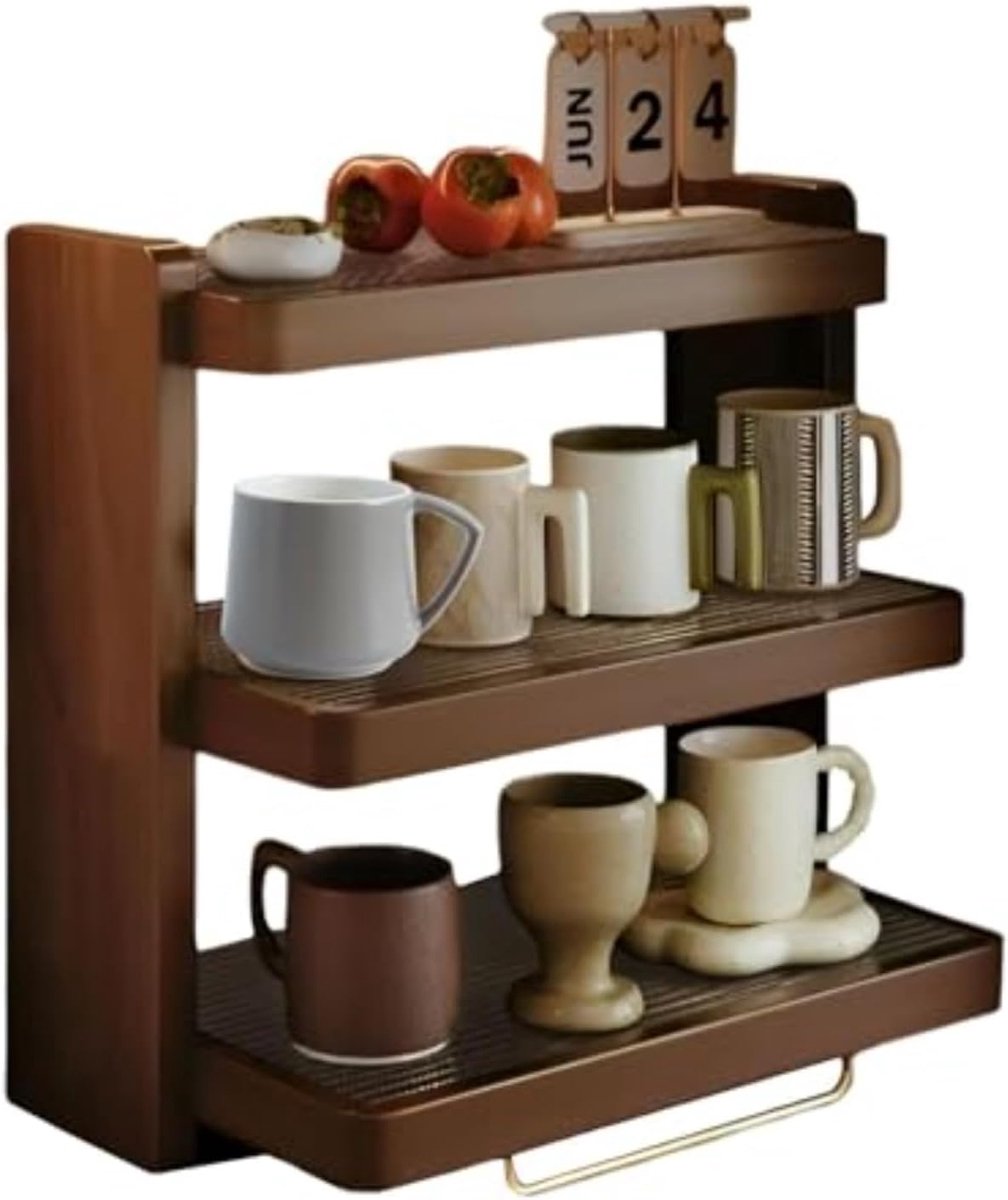 Houten Display Rek - Aanrecht Organizer Plank - Keuken Opbergen - Verdikte Constructie