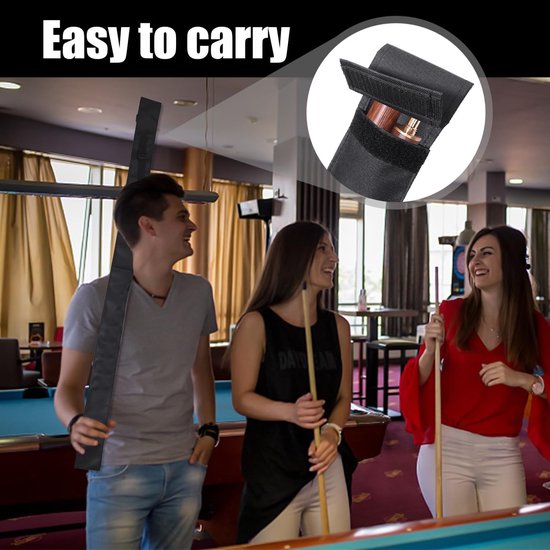 Dailygoods- Biljartkeu-hoes 2 Stuks - Biljartkeu-tas - Snooker - 1/2/3/4 Keuzak - Lichtgewicht - Zwart Nylon - Keuhoes van Dailygoods — afbeelding 3