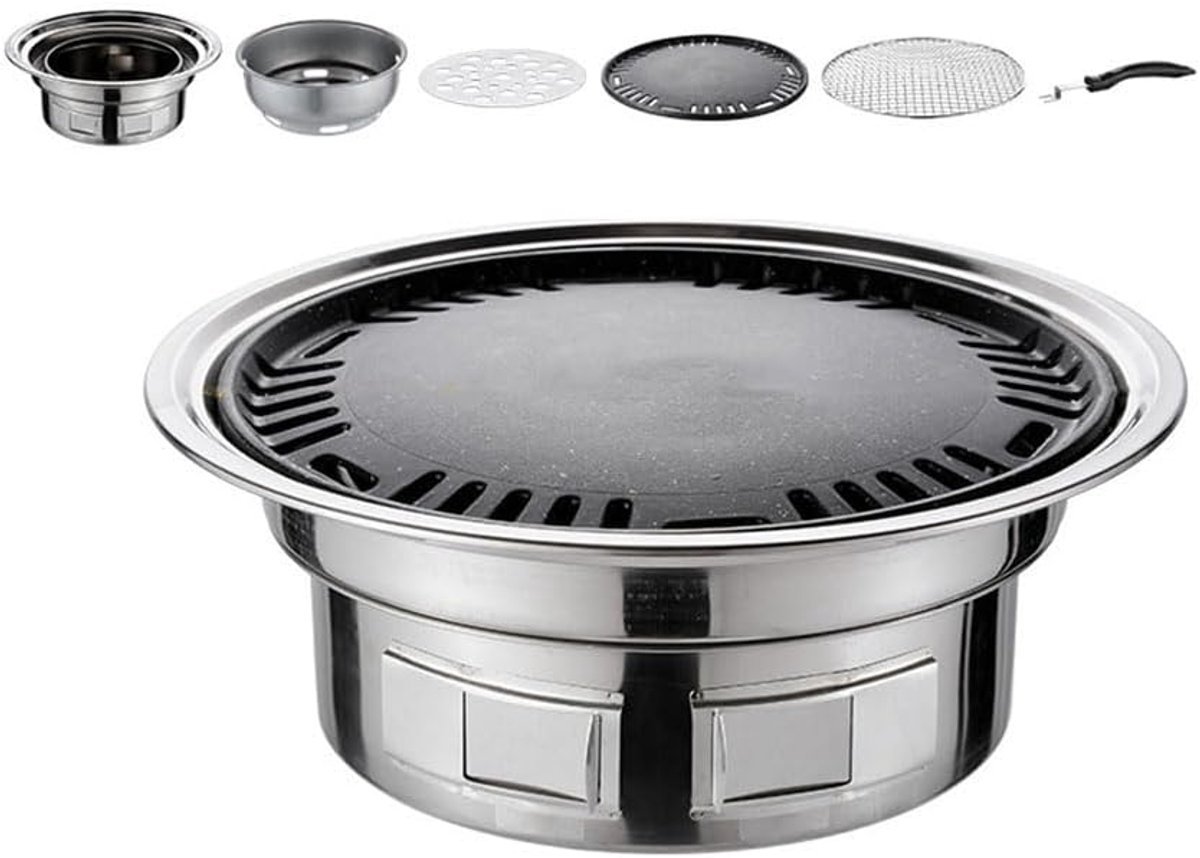 Barbecue Grill BBQ Grill Pan Buiten Koken Draagbaar en Makkelijk Schoon 13 Inch Zilver