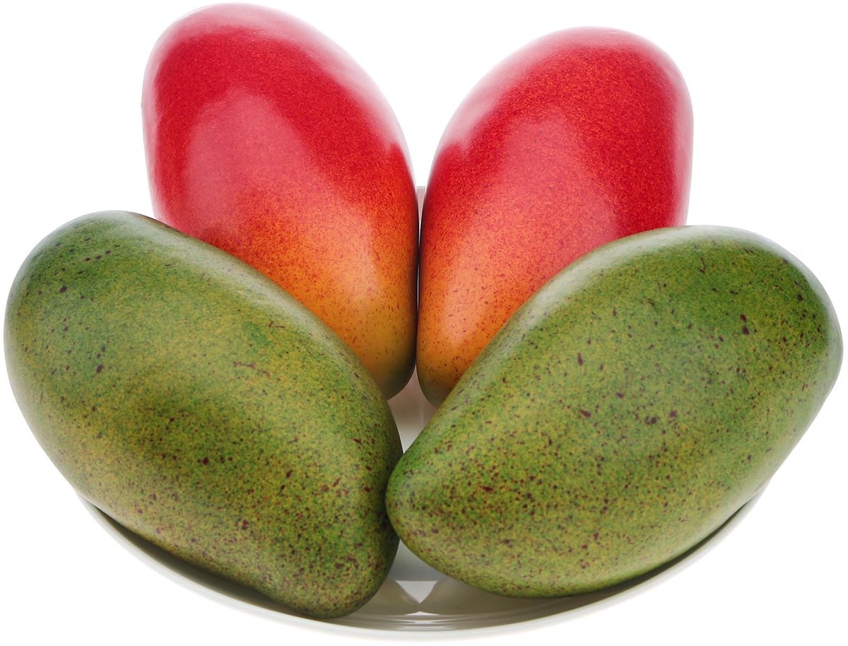 Dailygoods- Nep Fruit Set van 4 - Kunstfruit Decoratie - Levensechte Mango's - Duurzaam Kunststof - Realistisch Voedseldisplay - Geschikt voor Doe-Het-Zelf Decoratie