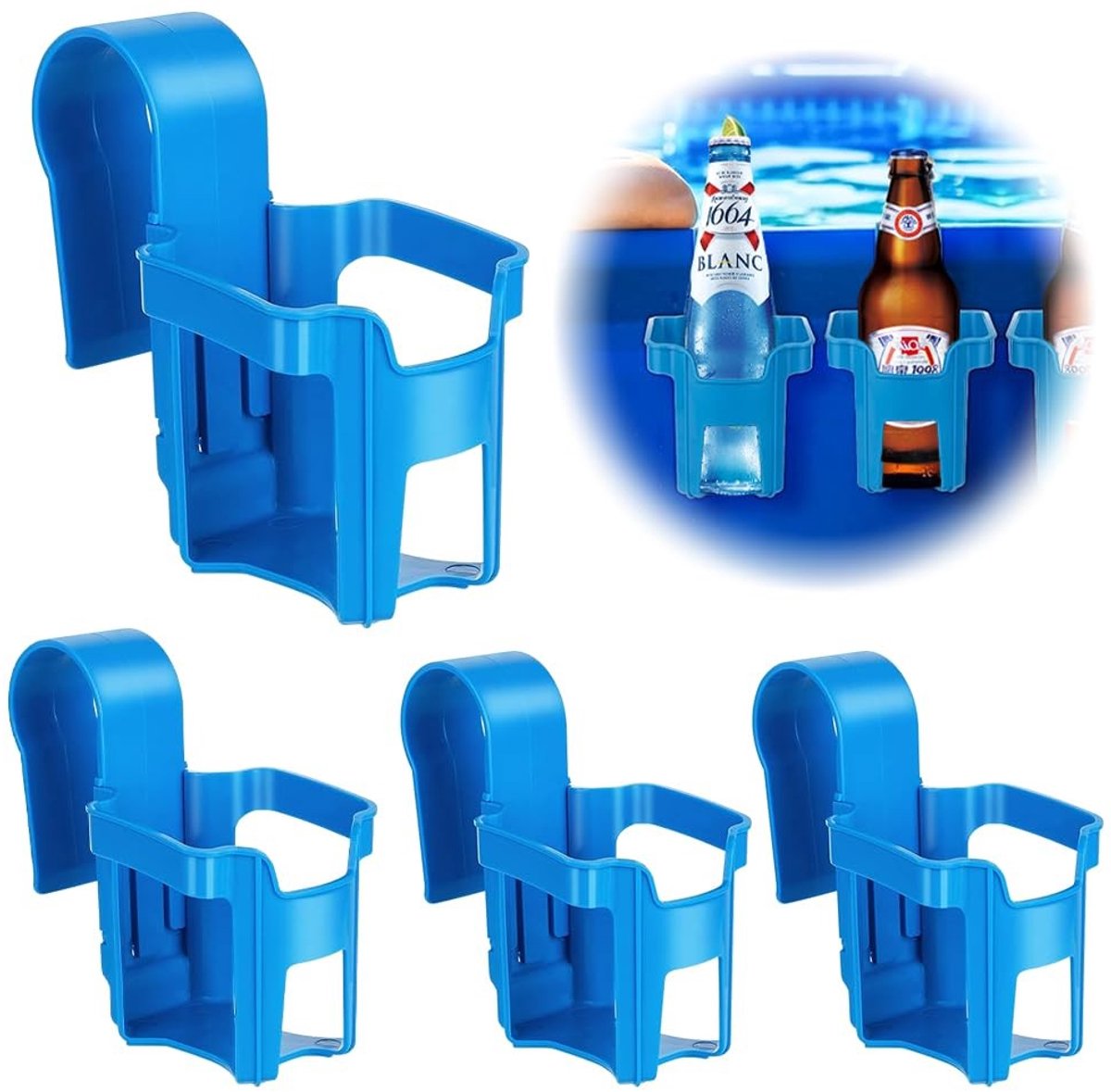 Dailygoods- Drankhouder Kunststof - 4 Stuks - Multifunctionele Poolrand Bekerhouder - Antislip - Stabiliteit - Geschikt voor Zwembad - Zwembadbekerhouder