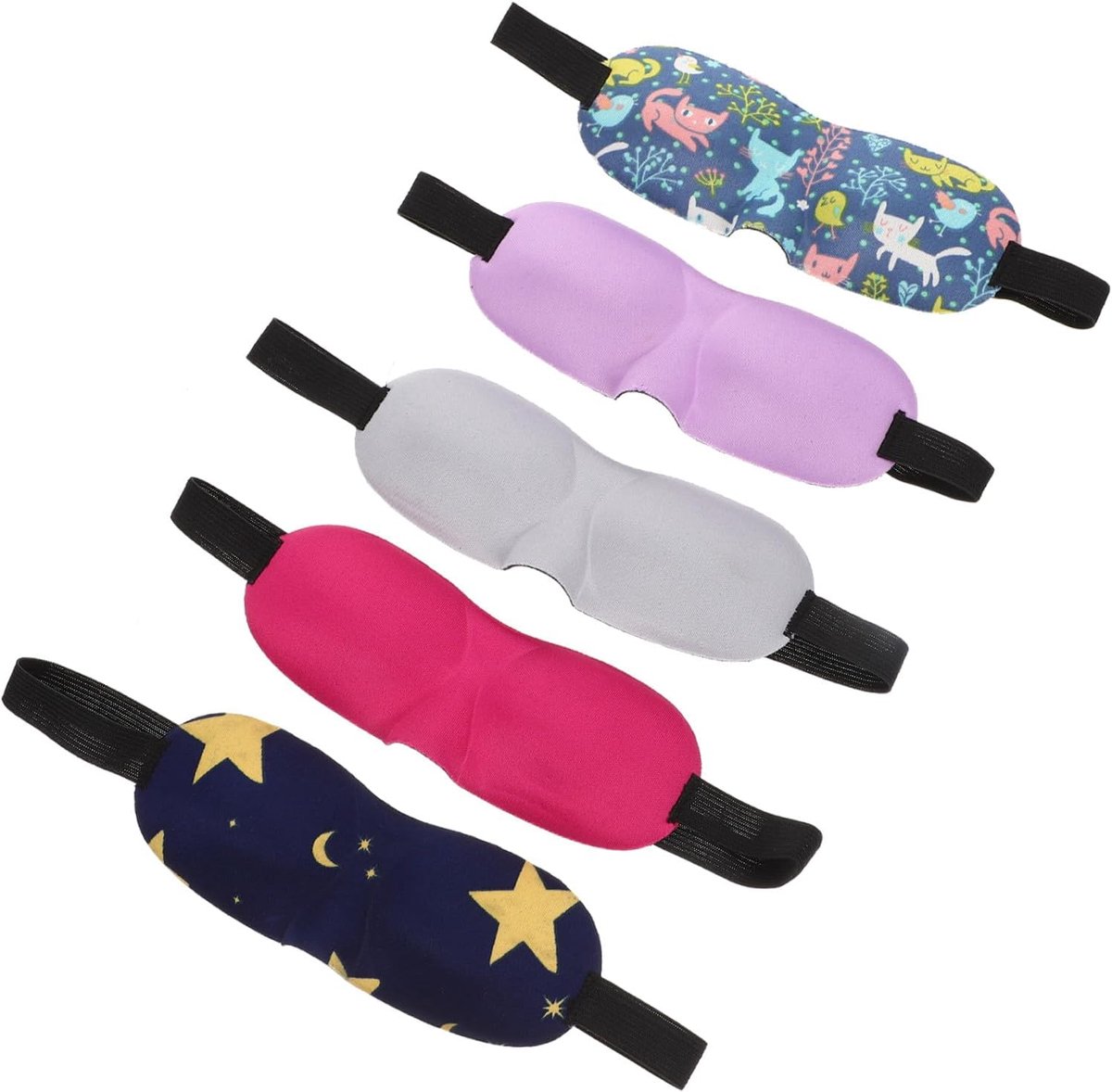 Kinderen Slaapmasker - Oogmasker Nachtblinddoek - Ontspannen Slapen - 3D Voorgevormd Comfort - 5 sets - Assorti