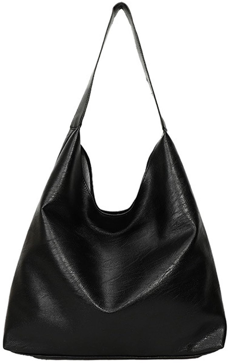 Dailygoods - Dames shopper handtas schoudertas PU lederen Tote Vintage Hobo grote handtas zwarte handtas Big Bag Crossbody Bag dames brede riem hangen voor werk school shopper casual dagelijks