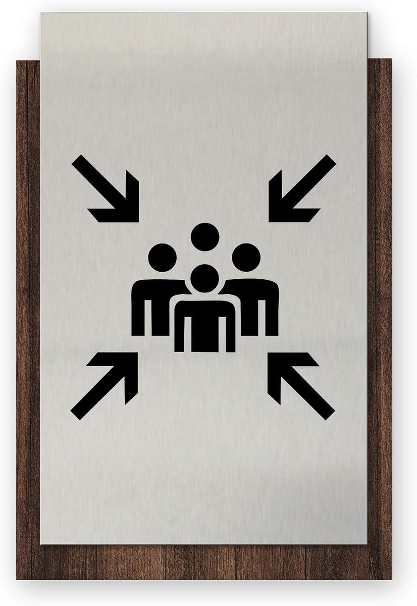 Bedrijfsnaambord - Houten Aluminium - Oriëntatie Verbeteren - Modern Design - 14 x 20 cm - Bruin Look