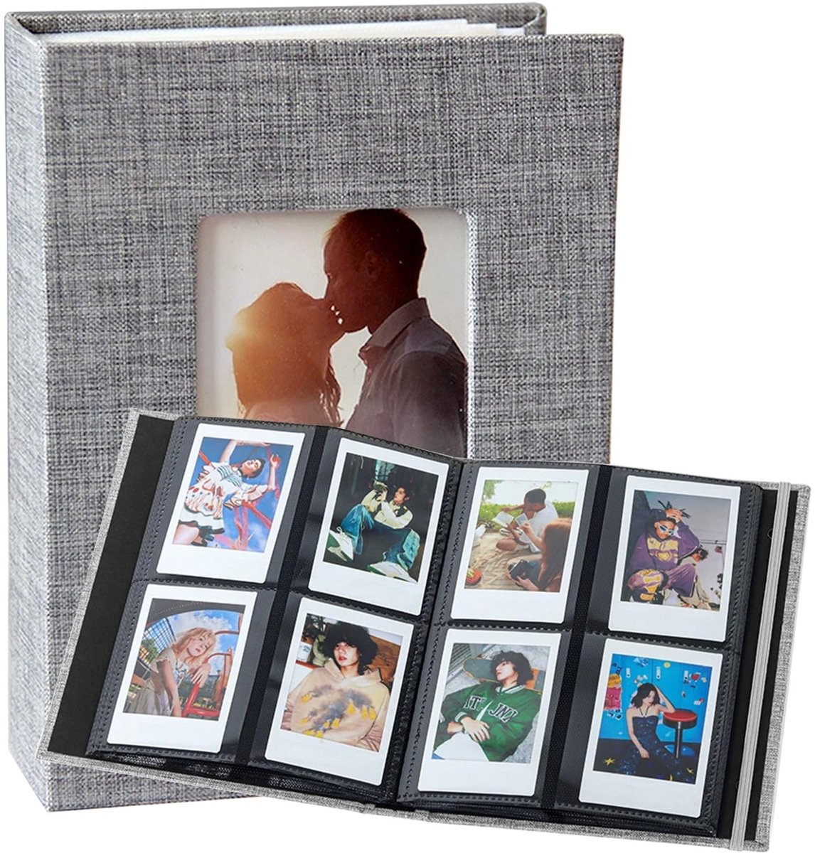 Dailygoods- Fotoalbum grote capaciteit - Fotoboek insteekalbum - Mini-fotoalbum - Insteekvakken voor 208 foto's - Hardcover met katoenen linnen - Geschikt voor verjaardag/jubileum