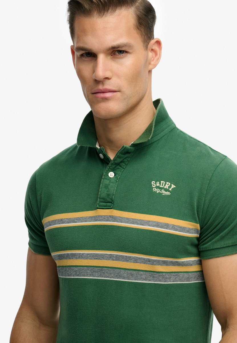 Superdry Vintage Stripe Jersey Korte Mouw Poloshirt S Man Groen