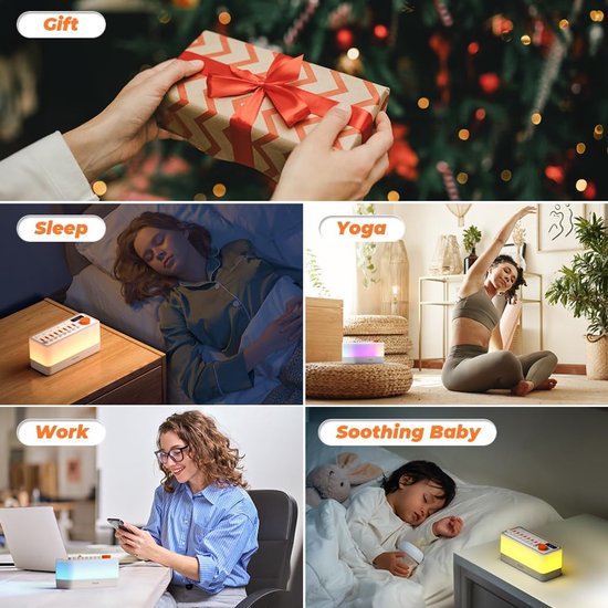 KZQ Slaaphulp witte ruis machine met Bluetooth speaker - 8 geluidseffecten en 11 kleuren nachtlampje - Draagbaar met verstelbare helderheid - Perfect voor yoga meditatie en slaap - Cadeau voor tieners en volwassenen van kzq — afbeelding 5