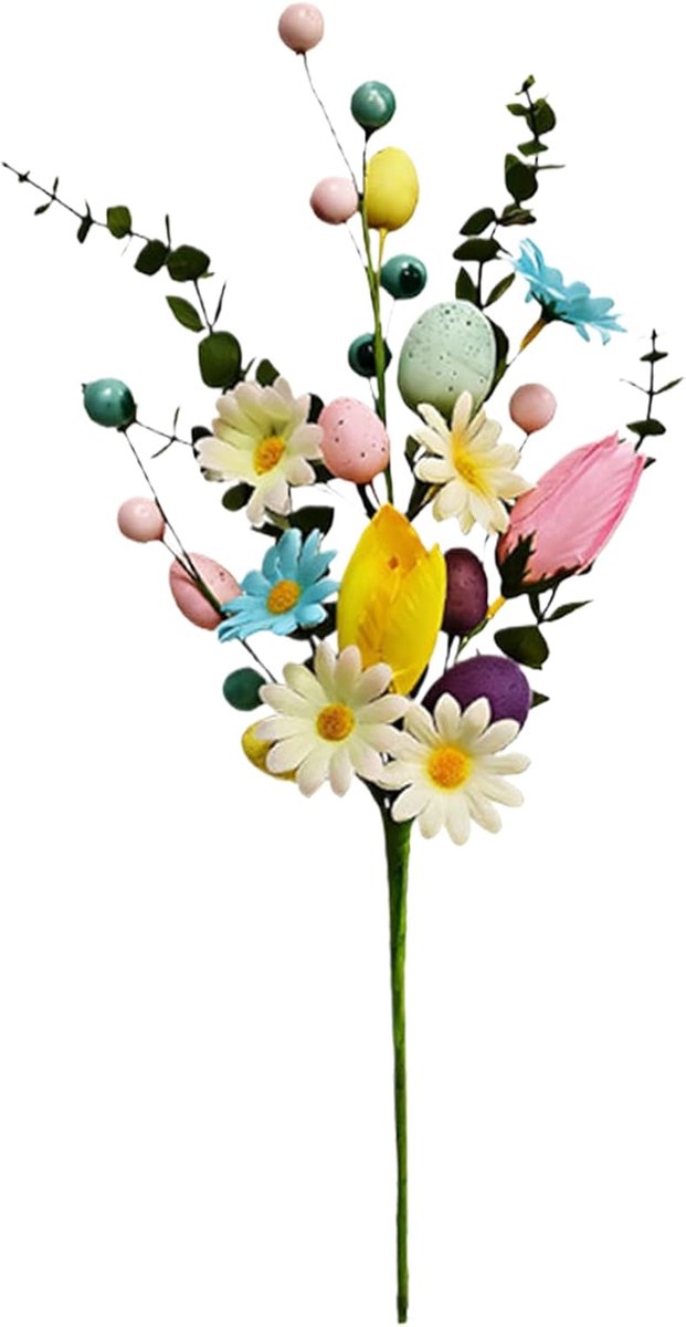 Paasei Bloemen Tak - Decoratieve Lentetak Kunstbloemen - Paasdecoratie Maken - Vervagende 