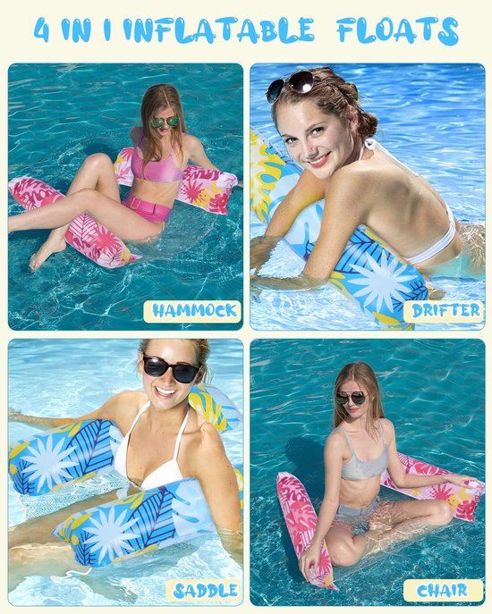 Dailygoods- Luchtmatras 4-in-1 - Luchtmatras Zwembad - Waterhangmat - Waterspeelgoed - Luchtmatras voor Volwassenen/Kinderen - Hoogwaardig PVC - Zwemmatras van Dailygoods — afbeelding 5