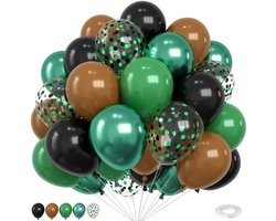 Dailygoods- Ballonnen Set 30 Stuks - Groen/Zwart/Bruin - Gamer Decoratie - Kinderfeestjes - Themafeesten - Veiligheidswaarschuwing - Feestballonnen